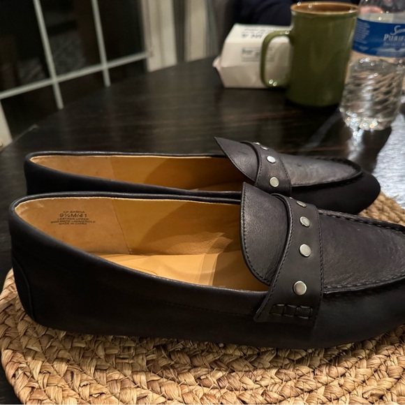 Corso Como Bashia Black Leather Flats Loafers with Rivets ~ Women's Size 9.5 - Picture 2 of 4